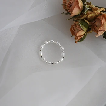 ASHIQI 2-3mm natūralių gėlavandenių perlų žiedas nekilnojamojo 925 sterlingas Sidabro bižuterijos moterims