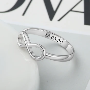 Asmeninį 925 Sterlingas Sidabro Infinity Žiedai Moterims Graviravimas Pažadas Žiedai, Sužadėtuvių, Vestuvių Amžinybės Žiedas (RI103716)