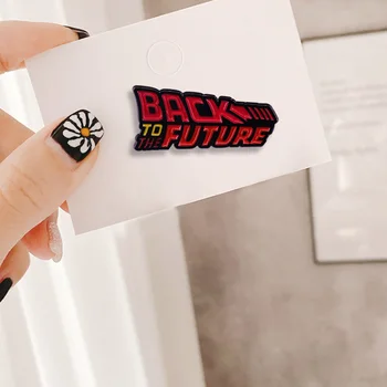 Atgal Į Ateitį Retro Logotipas Emalio Pin Delorean Laiko Kelionės Ženklelis Sci-fi Filmas Fandom Meno Puikus Papildymas