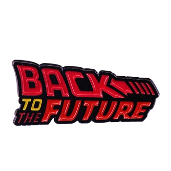 Atgal Į Ateitį Retro Logotipas Emalio Pin Delorean Laiko Kelionės Ženklelis Sci-fi Filmas Fandom Meno Puikus Papildymas
