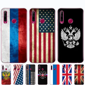 Atveju Huawei Honor 8A PRO 8C 8X 10 aš žaisti atveju Y5 Y6 Y7 Y9 2019 pro Geriausiose rusijos ir jav, didžiosios Britanijos vėliava herbas