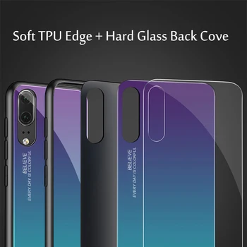 Atveju, Huawei Mate 10 20 Lite P20 Lite Pro Nova 3i 3 4 P Smart Plus 2019 Gradientas Grūdintas Stiklas Telefono dėklas P Smart 2018 Dangtis