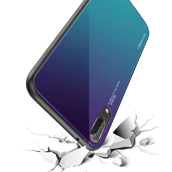 Atveju, Huawei Mate 10 20 Lite P20 Lite Pro Nova 3i 3 4 P Smart Plus 2019 Gradientas Grūdintas Stiklas Telefono dėklas P Smart 2018 Dangtis