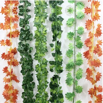 Augalų plotai Šilko ivy 230cm dirbtinių augalų lapai namų dekoro priedai sienos kabo lapų Krūva vynuogių, biuro dekoras