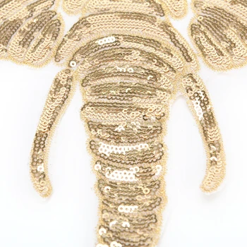 Aukso blizgučiai nėrinių dramblys medžiaga pasta gyvūnų drabužių atgal dekoratyvinis siuvinėjimas 