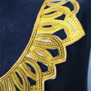 Aukso China Audinio Apykaklė Išsiuvinėta Suknelė Appliques Apdailos Baroko Geležies Siūti Ant Pleistro, Vestuvių Apdailos Suknelė 