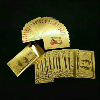 Aukso Kortų Kaladę aukso folija pokerio rinkinys Magic card 24K Aukso Plastiko folijos pokerio Patvarus, atsparus Vandeniui Kortų magija