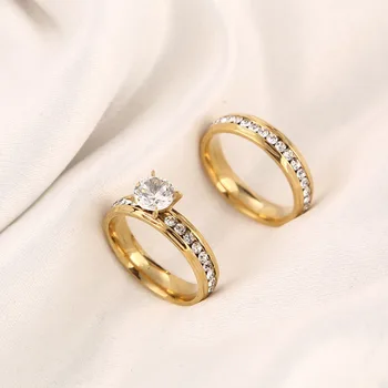 Aukso vestuviniai žiedai, Nerūdijančio Plieno Vestuvinis Žiedas skirta Moterims su CZ