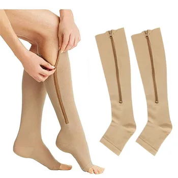 Aukštos elastinga unisex Suspaudimo zip kojinės profesionalios kojų Apsaugos ilgas kojines vyrams ir moterims Kvėpuojantis, Greitai Sausas