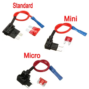 Aukštos Kokybės 12/24V Pridėti Grandinės Standartinis Mini Micro Ašmenys Saugiklių Dėžutės Savininkas, ATO ATC Piggy Back Saugikliai, Bakstelėkite