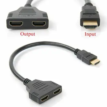 Aukštos Kokybės HDMI Splitter Cable 1 Patinas Dual HDMI 2 Moterų Y Splitter Adapteris Keitiklis HDTV Planšetinio kompiuterio 