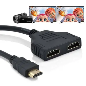Aukštos Kokybės HDMI Splitter Cable 1 Patinas Dual HDMI 2 Moterų Y Splitter Adapteris Keitiklis HDTV Planšetinio kompiuterio 