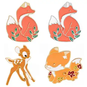 Aukštos kokybės naujas mielas animacinių filmų gelsvai gyvūnų pin fox emalio pin sagė atlapas pin ponios vyrų kaubojus apykaklės ženklelis papuošalai dovana