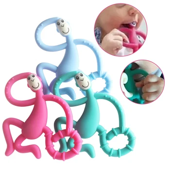 Aukštos Kokybės Silikono Animacinių Filmų Beždžionė Bamblys Krūminių Dantų Skausmo Priemonė Vaikams Teether Kramtyti Baby Shower Dovana