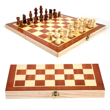 Aukštos Qulity 34cm X 34cm Mediniai Tarptautinės Šachmatų Rinkinį stalo Žaidimas, Sulankstomas Magnetinio Lyginimo Lenta Pakuotės Žodis Šachmatai