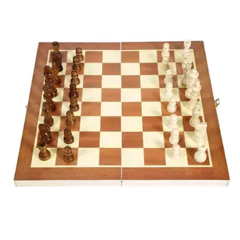 Aukštos Qulity 34cm X 34cm Mediniai Tarptautinės Šachmatų Rinkinį stalo Žaidimas, Sulankstomas Magnetinio Lyginimo Lenta Pakuotės Žodis Šachmatai