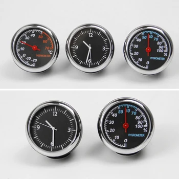 Automobilio Salono Mini Kvarco Žiūrėti Laikrodis Termometras Su Drėgmėmačiu Prietaisų Skydelio Ornamentu