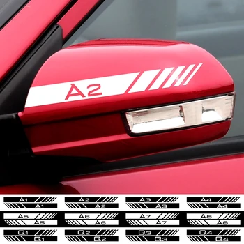 Automobilių 2vnt Juoda/balta galinio vaizdo Veidrodžio Pusėje Lipdukas Juostele Sporto Emblema Lipdukas AUDI A1 A2 A3 A4 A5 A6 K1 K2 K3 K4 K5 K6 K7 K8