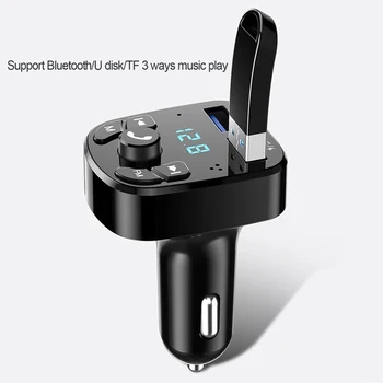 Automobilių Garso Siųstuvas Bluetooth 5.0 MP3 Grotuvas Moduliatorius Adapteris Parama TF Kortelė, laisvų Rankų Skambučių Dual USB Wireless Music Adapter