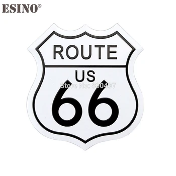 Automobilių Kėbulo JAV Route 66 Autostrada Pasirašyti 3D Metalas Chrome 