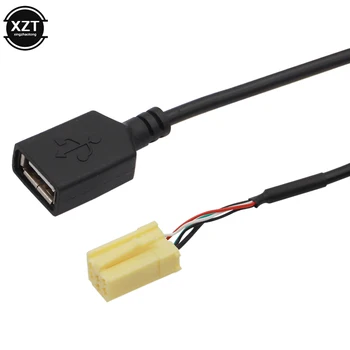 Automobilių MINI-ISO 6 Pin Jungtis Plug Black USB Adapterio Kabelis, AUX Funkcija forFord forFiat 500 ducato doblo Grande Punto 2007 +