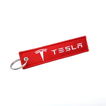 Automobilių Optikos Reikmenys Tesla Model 3 S X Y Logotipą, Automobilių Drobės Audinio, Tekstilės Keychain Žiedas Pulteliais Automobilio Raktų pakabukai Vyro Dovana