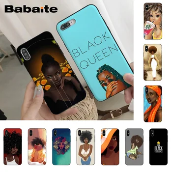 Babaite Karalienė Afro Melanino Poppin Juoda Mergina Prabanga Aukštos telefono dėklas Skirtas iPhone 8 7 6 6S Plus X XS XR XSMax 5 5S11 11pro 11promax