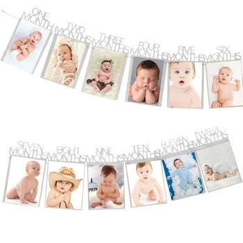 Baby 1-asis Gimtadienis, Baneriai, Berniukas, Mergaitė, 12 Mėnesio Foto Starta Baby Shower Popieriaus Girliandą Vaikams 1 Pirmo Gimtadienio Apdaila