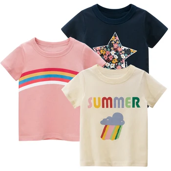 Baby Girl marškinėliai Topai Baby Girl marškinėliai Didelis Mergaičių Tee Marškinėliai Vaikams Mergina 3-8 Metų Vasarą trumpomis Rankovėmis, Medvilnės Tees
