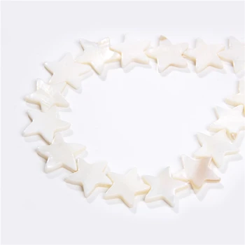 Baltos spalvos Natūralių Motina Pearl Shell Penkerių-pažymėjo Žvaigždutė Pentagram Karoliukai Papuošalai Priėmimo 