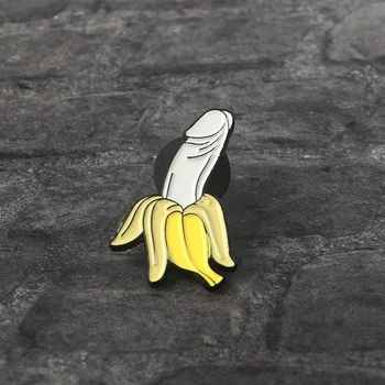 Bananų Pin X-rated Suaugusiųjų Juokinga Blogio Reprodukcinių Organų Emalio Smeigtukai Emblemos Sagės Džinsinio Marškinėliai Atvartas Smeigtukai Punk Cool Papuošalai Dovana