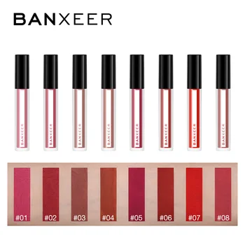 BANXEER Lipgloss 8 Spalvos Matinis Skysti Lūpų dažai, Lūpų Makiažas Kosmetikos Nude Spalvos Seksuali Raudonos spalvos Vandeniui Lūpų Blizgesys Lūpų Atspalvis Moterims