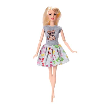 Barbies Suknelė su Gyvūnų Spausdinti Dizaino Suknelė Atsitiktinis Namų Drabužiai 11 Colių 26-28Cm Barbė, Lėlės,Barbie Drabužių Priedai,išskyrus Lėlės