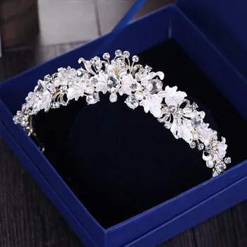 Baroko derliaus aukso kalnų krištolas pearl gėlių vestuvių vainikėliai rankų darbo tiara lankelis kristalų diadem karūna vestuvių plaukų aksesuarai