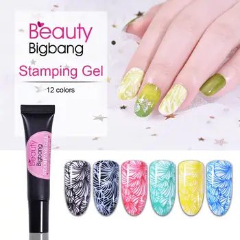 Beautybigbang 8ml Balta Spalva Štampavimo UV Gel Polish Mirkti Off Lako Spausdinimo Aliejus Nail Art Stamping Plokštės