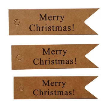 Behogar 100vnt Linksmų Kalėdų Eglutė Kraft Popieriaus Dovanų Žymeklių Etiketės 