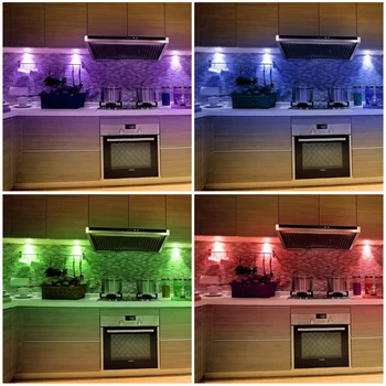 Belaidžio LED Puck Apšvietimas RGB 12 Spalvų, šviesos srautą galima reguliuoti Touch 