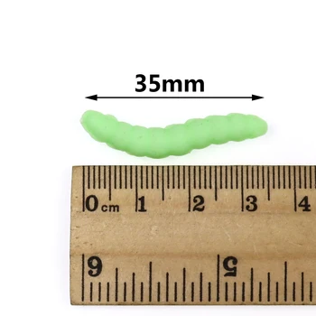 Bimoo 20PCS 3,5 cm Minkštas UV Žalia Vikšrai Širdys Žolės Karpių Žvejyba Masalas Skristi Susiejimas Kirminų