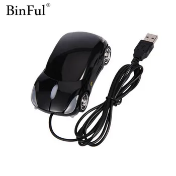 BinFul Naujas 3D Optinė USB Laidinė Pelė Pelės 1600DPI Automobilio Formos, PC Nešiojamas, Nešiojamasis Kompiuteris Juoda automobilių stiliaus Pelės