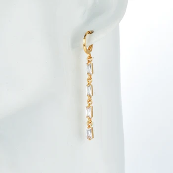 Bižuterijos, Aukso Spalvos Multi-Color Cirkonis Stilinga Spalvinga CZ Ilgai Linijinis Tabaluoti Auskarai Moterims