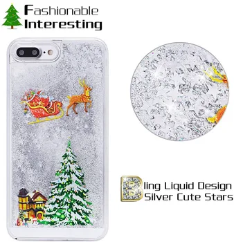 Blizgučiai Bling Dreni Kalėdų Telefono dėklas Skirtas iPhone 11 Pro XS Max X XR 8 7 6 S 6S Plus SE 2020 Animacinių filmų Kalėdų Senelio Elnių Dangtis