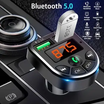 Bluetooth5.0 FM Siųstuvas Automobilinis MP3 Moduliatorius Muzikos Grotuvas Belaidė laisvų Rankų įranga Garso Imtuvas Dual USB Greitas Auto Kroviklis
