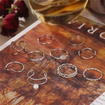 Bohemijos Geometrinis Pearl Ring Set Aukso Širdies Turas Bangų Žiedai Moterų 2020 M. Mados Anillos Mujer Papuošalai, Aksesuarai, Didmeninė