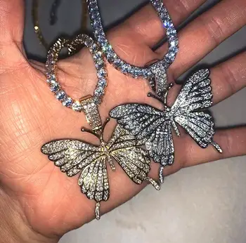 Boho Blizga Crystal Butterfly Karoliai, Pakabučiai Moterų kalnų krištolas Teniso Grandinės Karoliai 2020 metų Moteris Choker Papuošalai Dovana