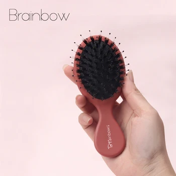 Brainbow 1PC Šerių Plaukų Šepetį 5 Spalvų Anti-static neslidžia Rankena Plaukų Šukos Galvos Odą Massager Mielas &Mini Dydžio Šukos