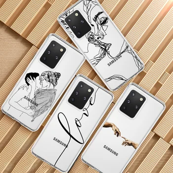 Bučinys Linijos Piešimo Meno spaudinius Tatuiruotė Love Telefono dėklas Samsung Galaxy S7 Krašto S8 S9 S10 Lite S10e S20 Plus Ultra coque DANGTIS