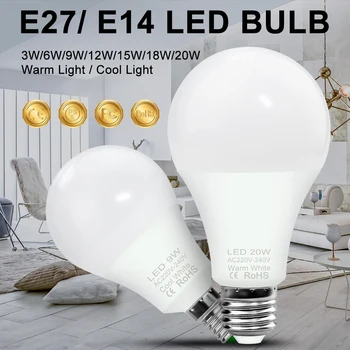 CanLing Lemputes 220V E27, LED Lampada 15W 18W 20W Vietoje Šviesos diodų (LED) 240V Namų Apšvietimo Lemputė E14 Prožektorius LED 3W 6W 9W 12W Focos Lempos