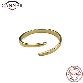 CANNER Nekilnojamojo 925 Sterlingas Sidabro Žiedai Moterų Asmenybės bižuterijos Moterų Madinga Reguliuojama Anga Žiedas anillos