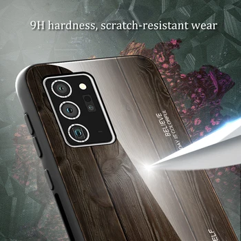 Case For Samsung Galaxy Note 20 Ultra Medienos grūdų Grūdintas Stiklas TPU Rėmo Sunku Stiklo Atgal Padengti S21 S30 Ultra S10 S20 Plius