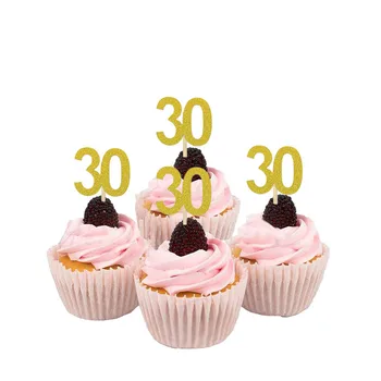 Chicinlife 10vnt Skaičius 30 40 50 60 Popieriaus Cupcake Topper Suaugusiųjų Laimingas Gimtadienio Jubiliejų, Apdailos Reikmenys